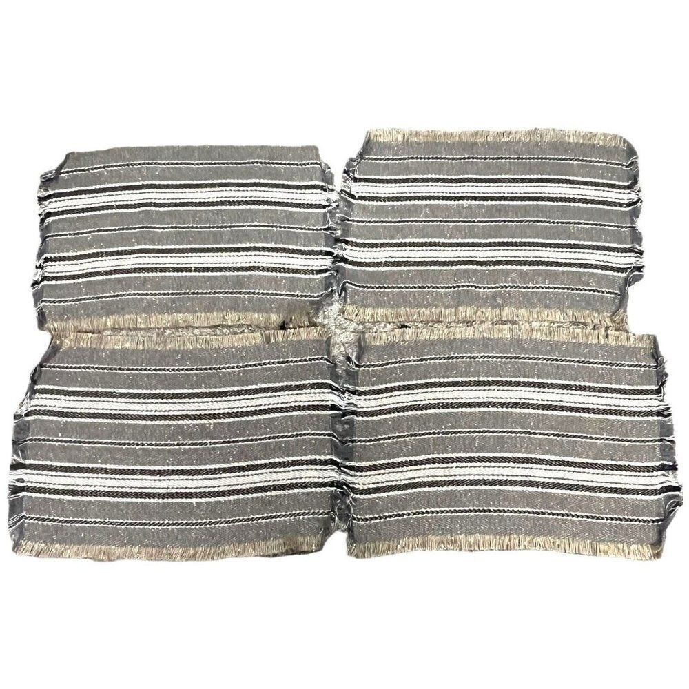 Cynthia Rowley Placemats Set Of 4 Jute Rustic Contemporary Gold Black 22”X 15”